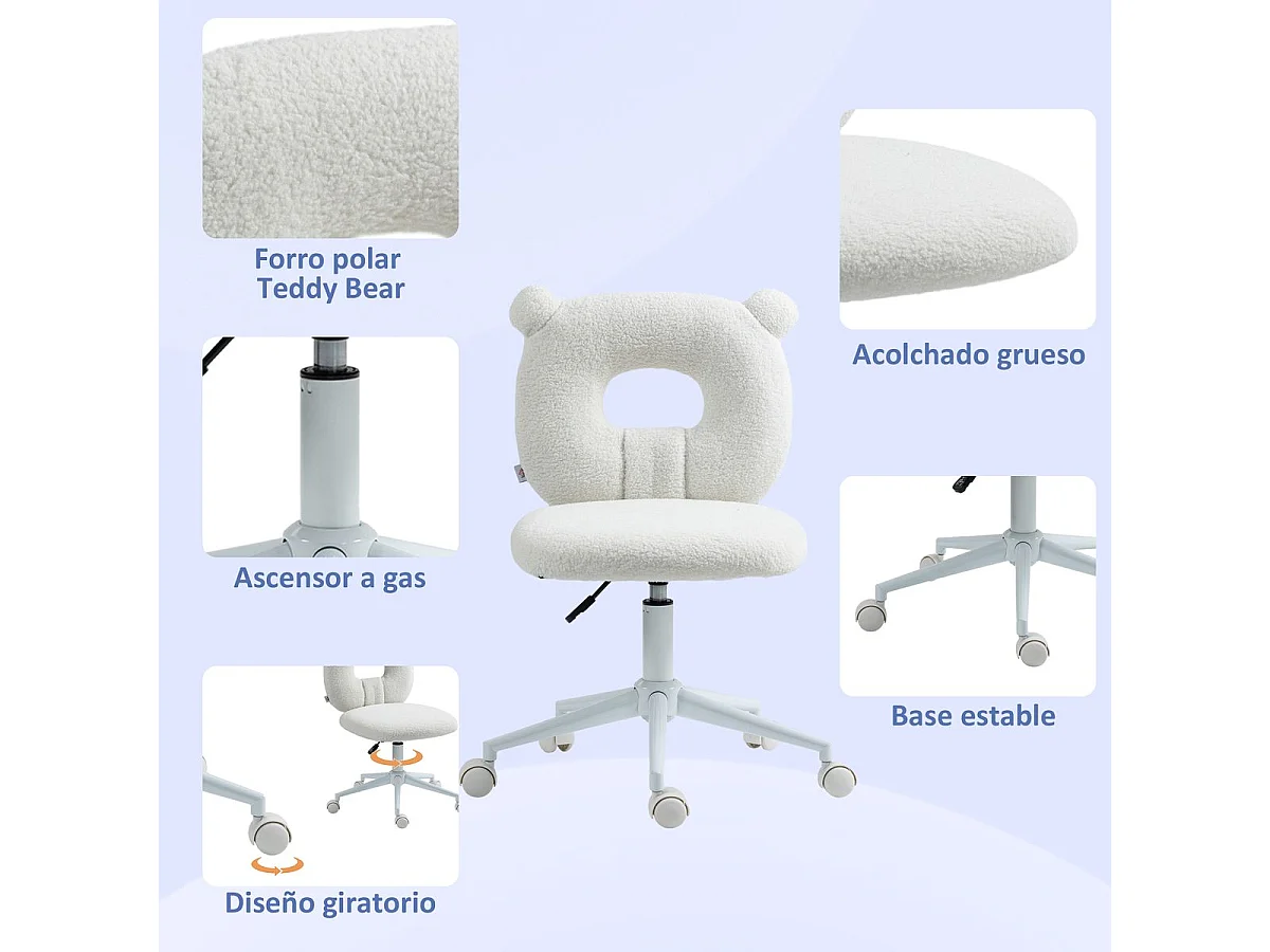 Silla de escritorio Osso Homcom altura regulable blanco 80-90x50x56 cm