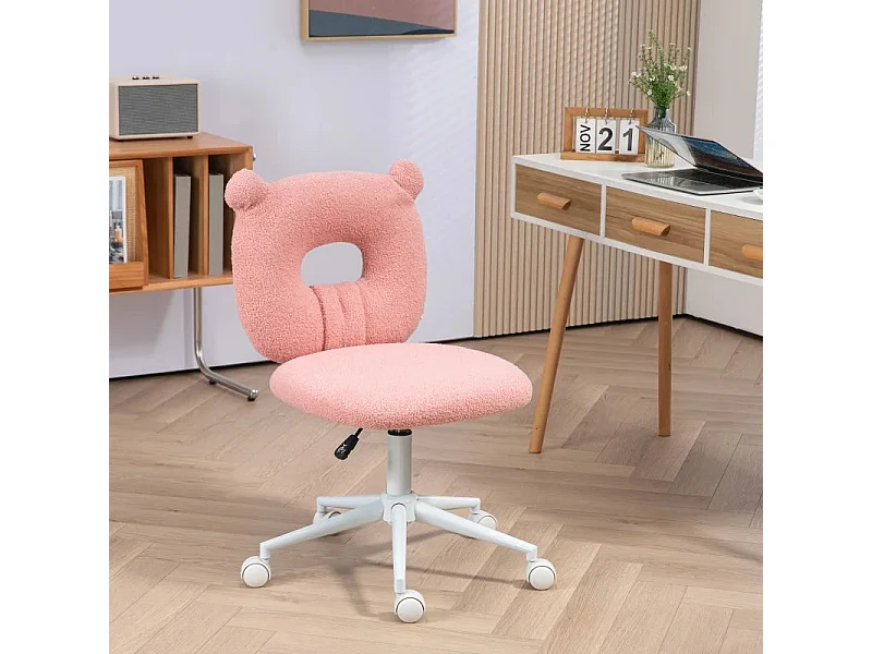 Silla de escritorio Osso Homcom altura regulable rosa 80-90x50x56 cm