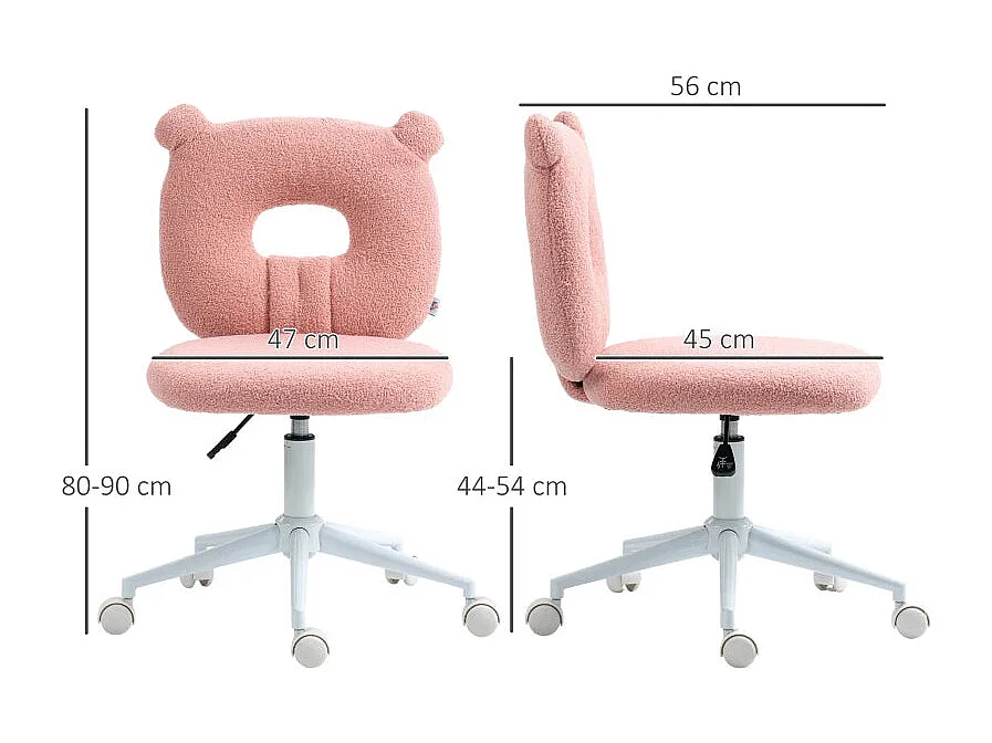 Silla de escritorio Osso Homcom altura regulable rosa 80-90x50x56 cm