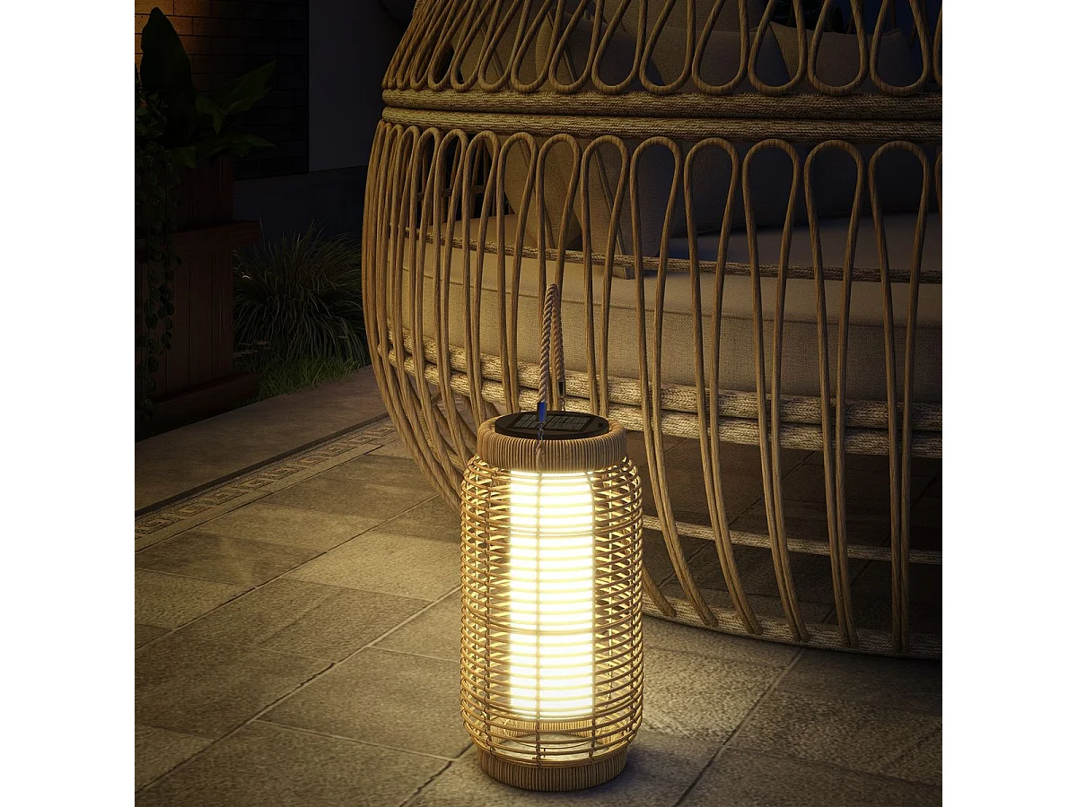 Farolillo solar Ashti Outsunny luces LED natural Ø18x37 cm