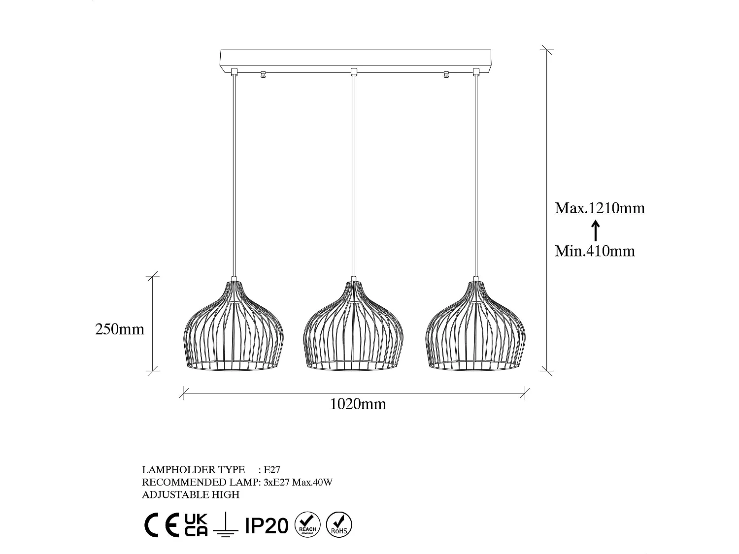Candeeiro de Metal Bek 11380 - Elegância e Sofisticação para o Seu Espaço