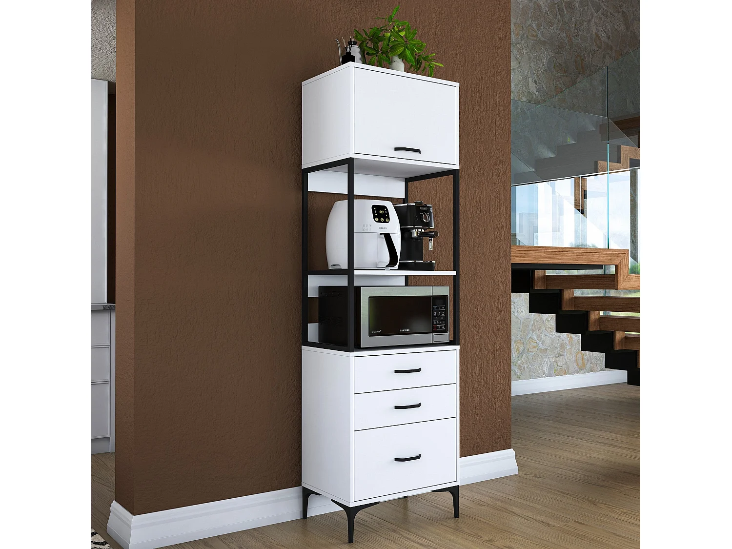 Armário Alto de Cozinha Etna E-1 Branco 60x198.6x25cm - Solução Moderna para Organização