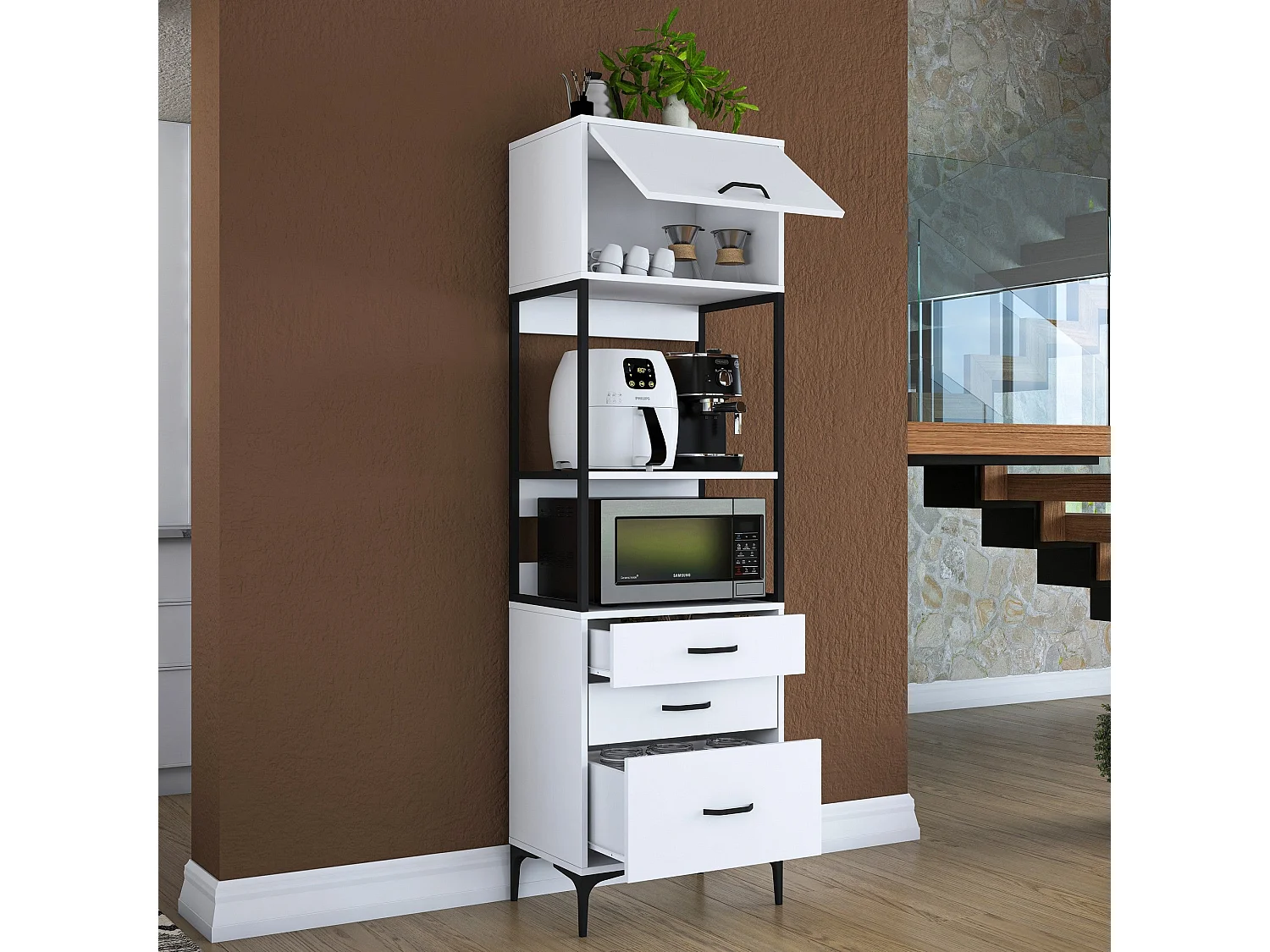 Armário Alto de Cozinha Etna E-1 Branco 60x198.6x25cm - Solução Moderna para Organização