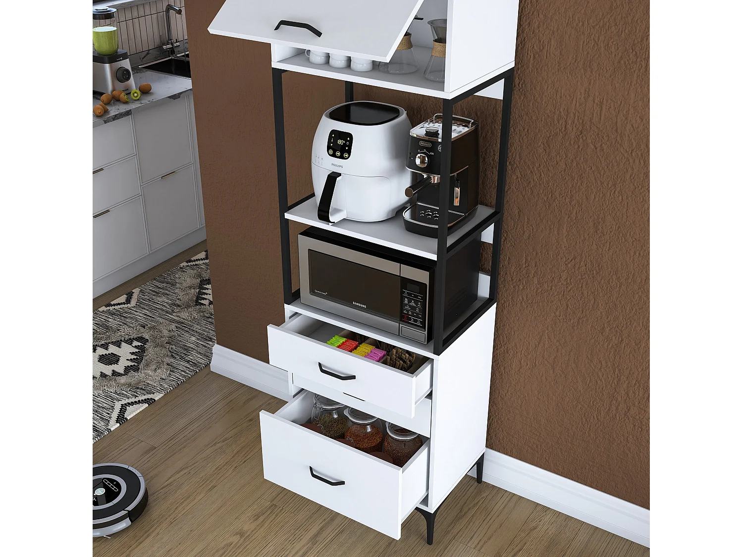 Armário Alto de Cozinha Etna E-1 Branco 60x198.6x25cm - Solução Moderna para Organização