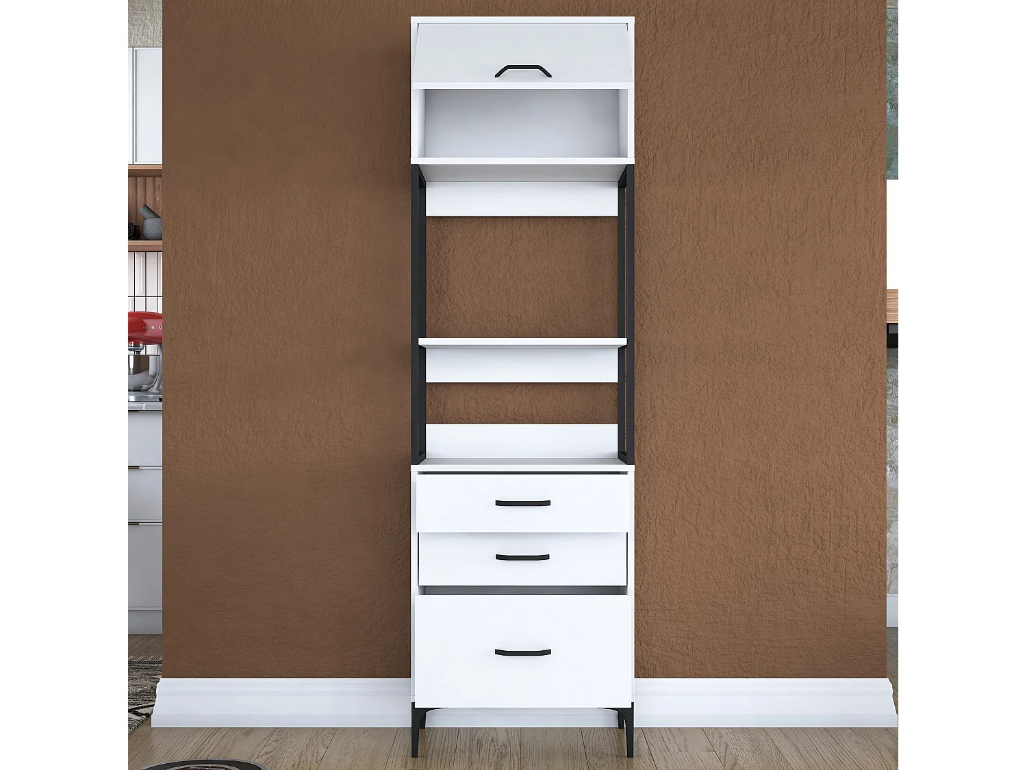 Armário Alto de Cozinha Etna E-1 Branco 60x198.6x25cm - Solução Moderna para Organização