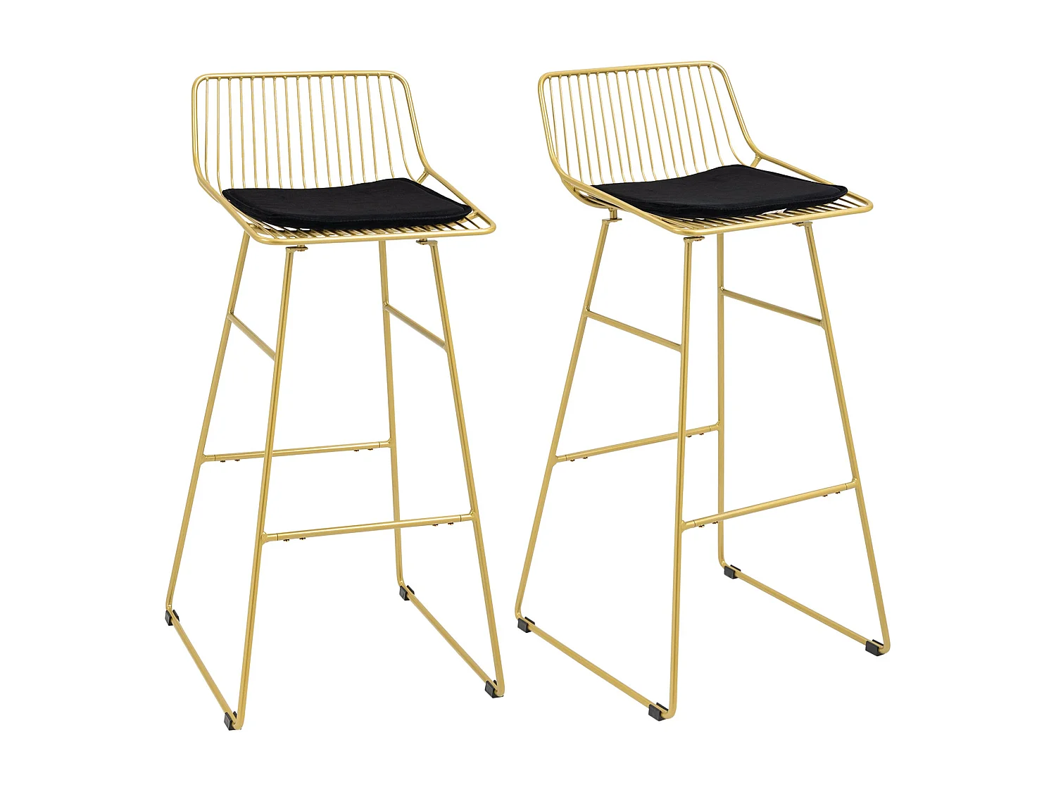 Pack de 2 taburetes Pepa Homcom cojín + respaldo dorado/negro 94,6x44,5x48 cm