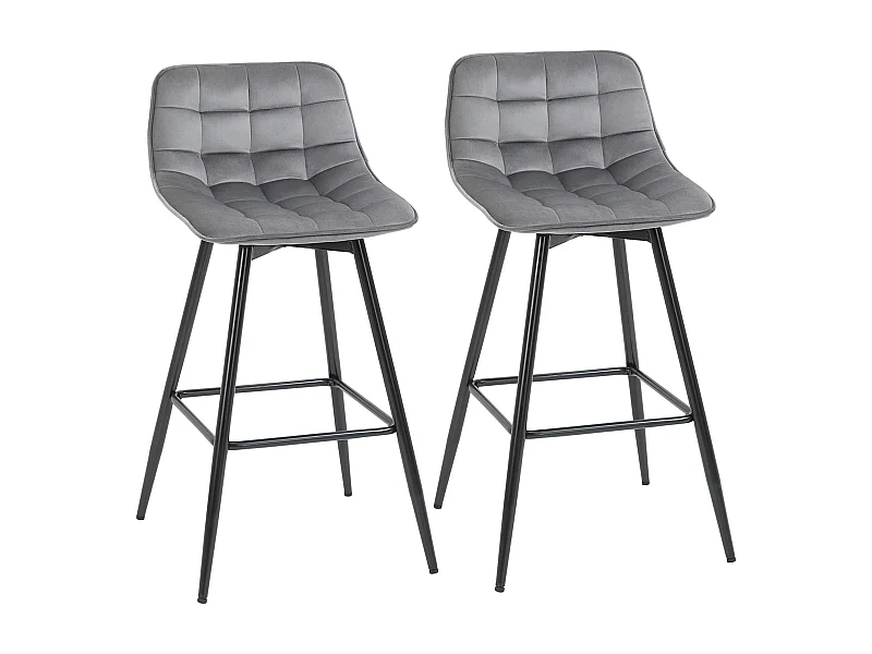 Conjunto Elegante de 2 Bancos de Bar com Encosto e Apoio para os Pés em Estilo Nórdico