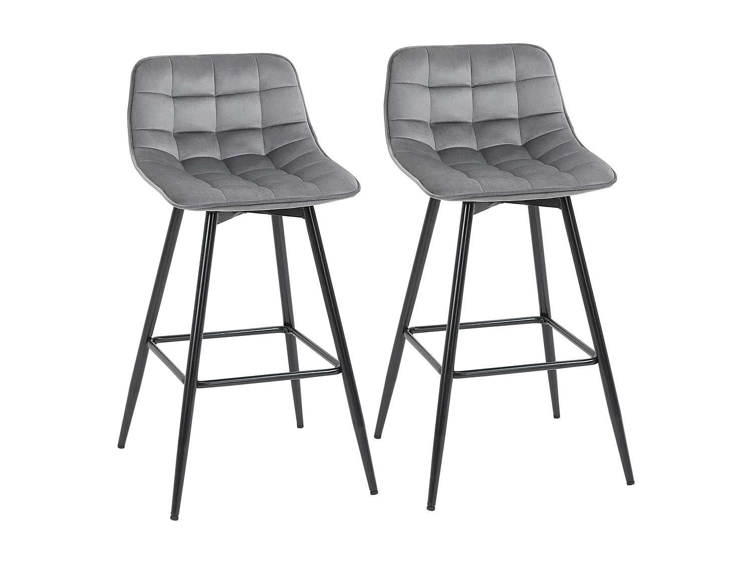 Conjunto Elegante de 2 Bancos de Bar com Encosto e Apoio para os Pés em Estilo Nórdico