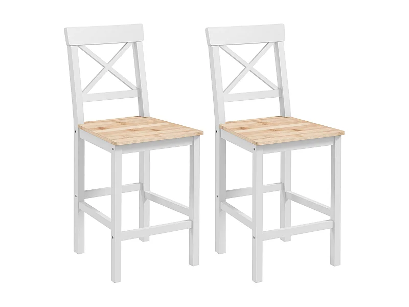 Pack de 2 taburetes Miles Homcom con respaldo y reposapiés blanco/natural 97,5x41x46 cm
