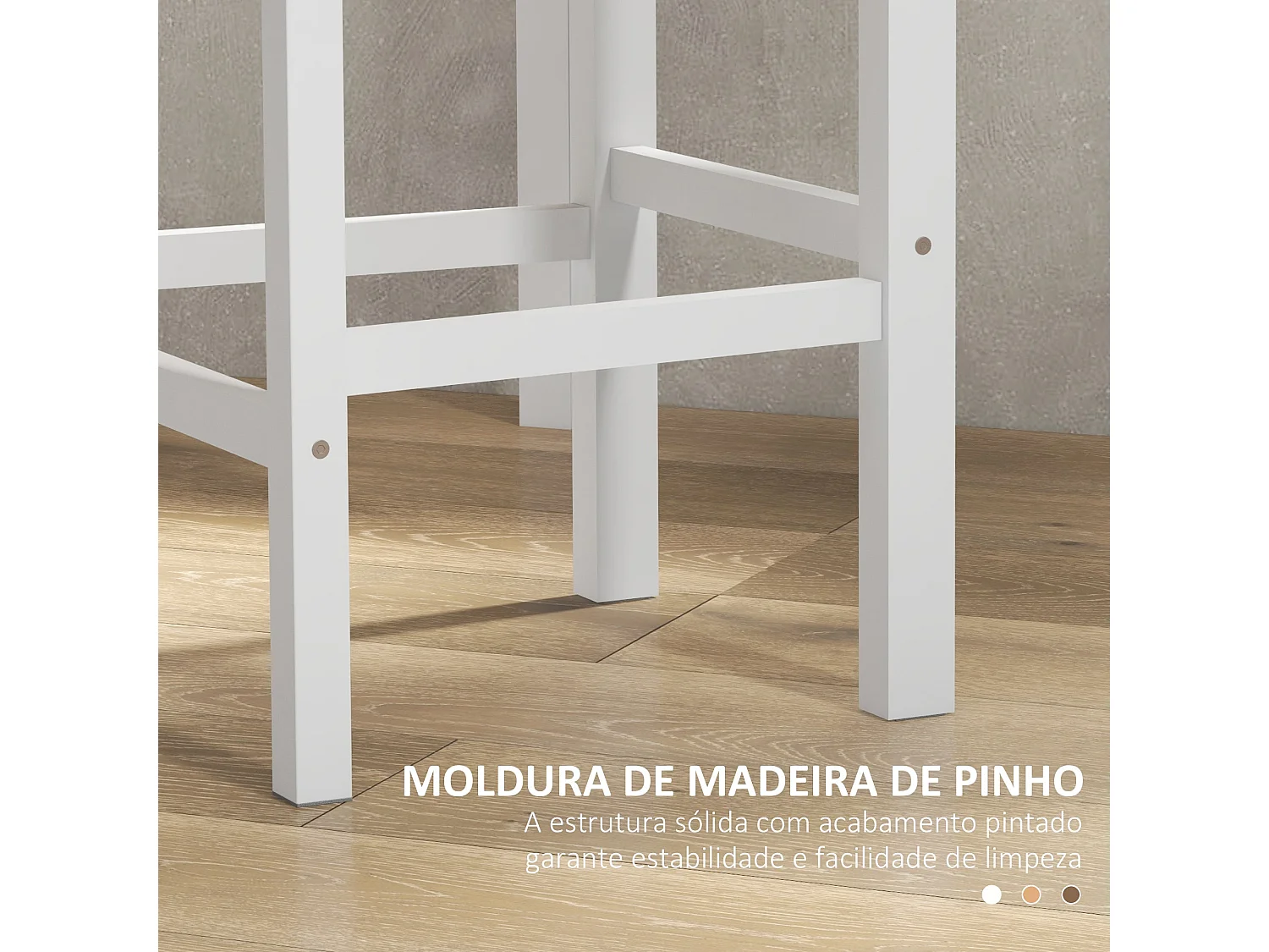 Conjunto de 2 Bancos de Bar em Madeira Estilo Rústico para Cozinha e Sala de Jantar - Modelo Grenoble