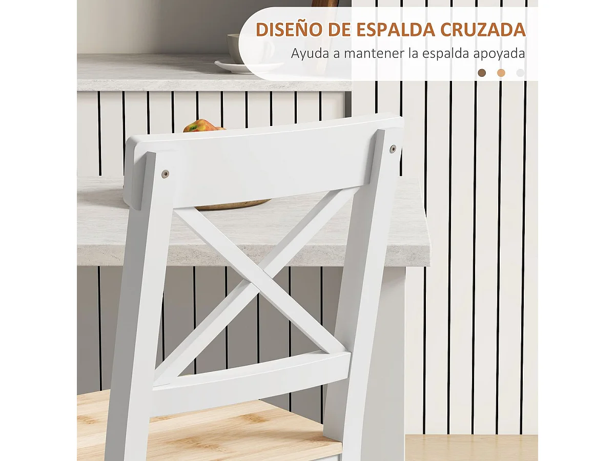 Conjunto de 2 Bancos de Bar em Madeira Estilo Rústico para Cozinha e Sala de Jantar - Modelo Grenoble