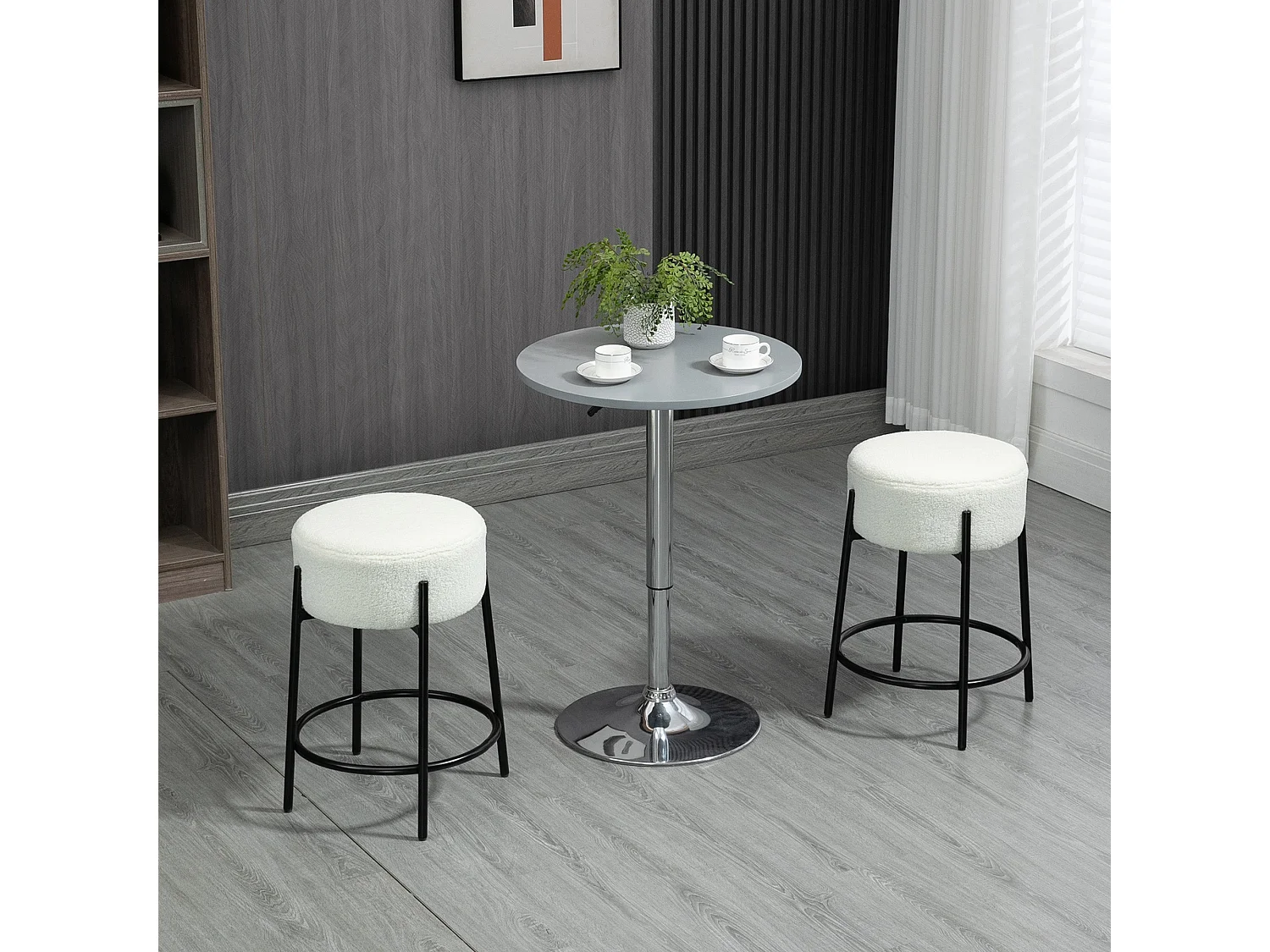 Pack de 2 taburetes Mary Homcom patas de acero blanco negro 43x62 cm