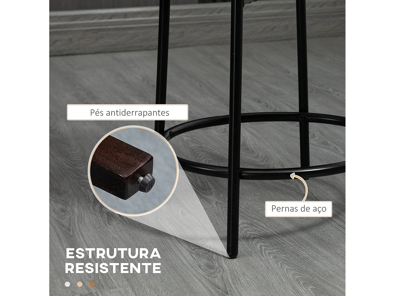 Conjunto de 2 Bancos Altos de Cozinha em Borrego - Estilo Moderno e Sofisticado