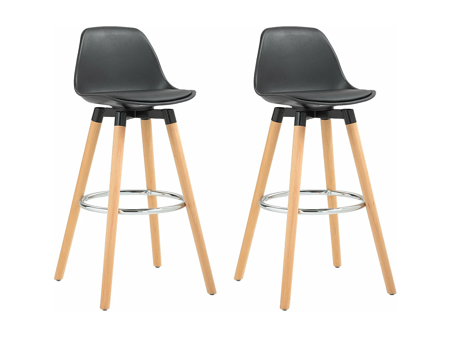 Conjunto Elegante de 2 Bancos de Bar Estofados em PU para Cozinha e Sala de Jantar