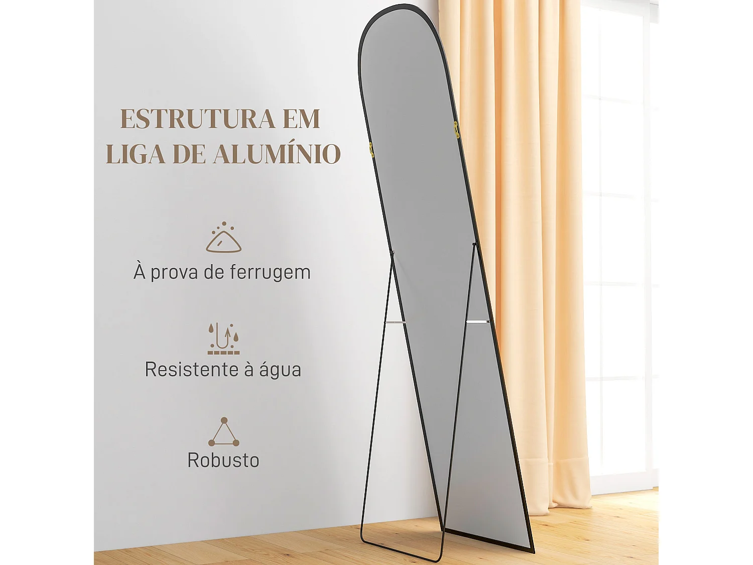 Espejo de cuerpo entero Arcon Homcom ondulado negro 170x50x1,5 cm