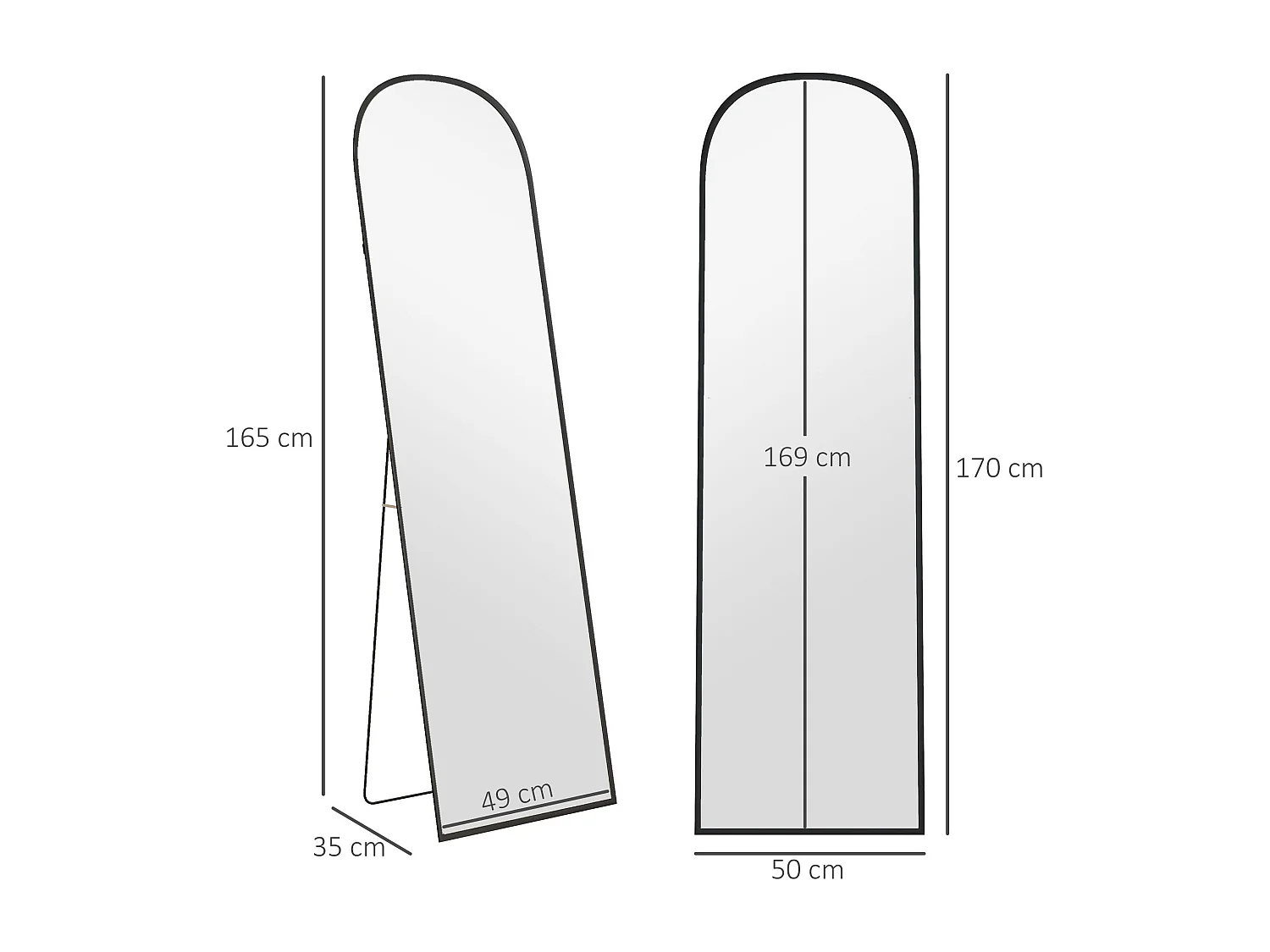 Espejo de cuerpo entero Arcon Homcom ondulado negro 170x50x1,5 cm