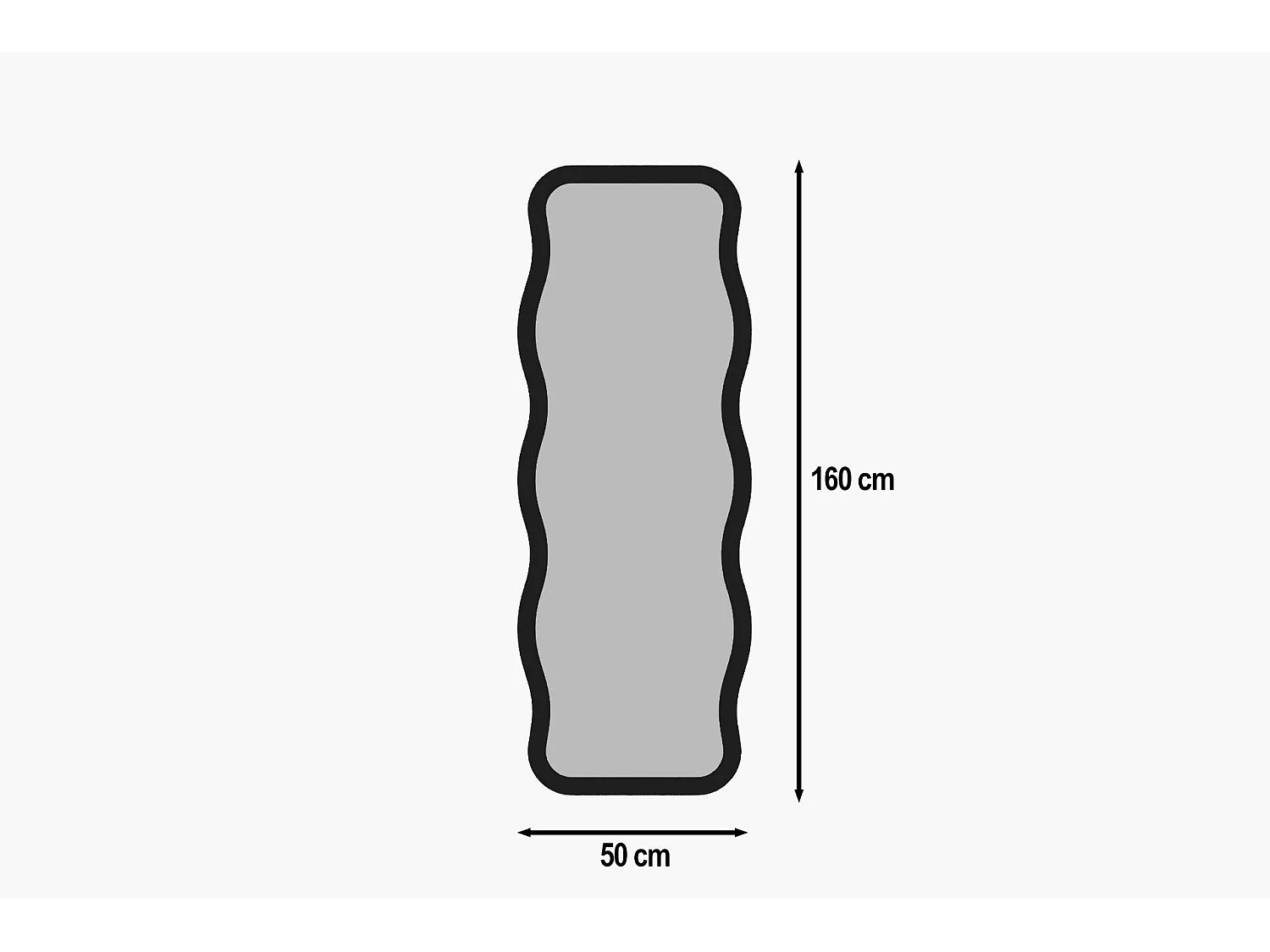 Espelho Ecológico Flotal-E Aror - Design Moderno em Preto, 50x160 cm