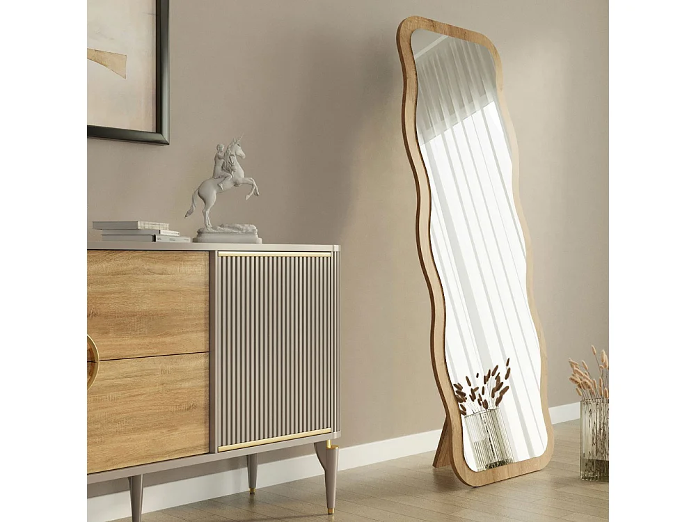 Moderner gewellter Standspiegel Aror - Natur