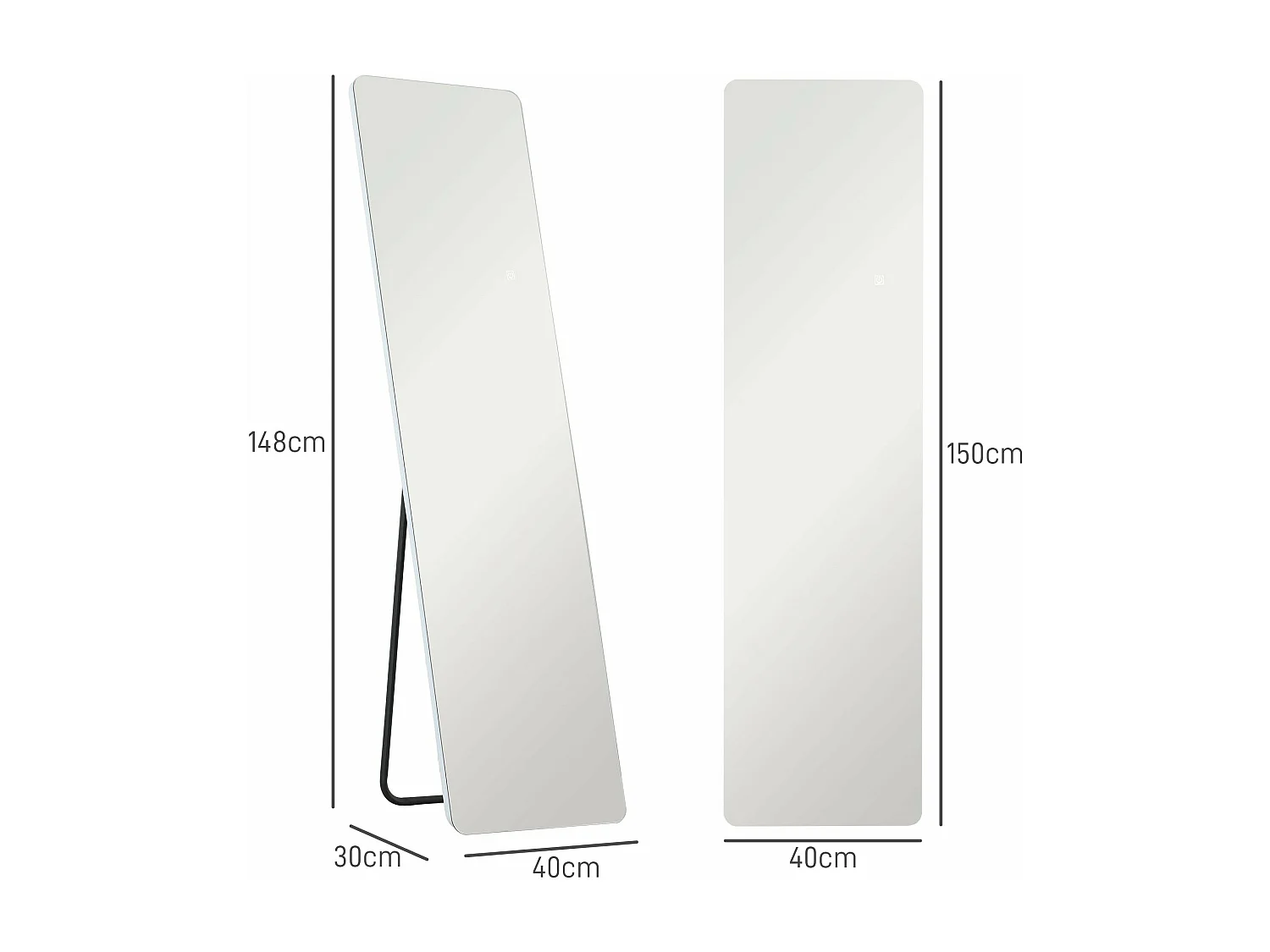 Espelho de Corpo Inteiro com Luz LED - 40x150 cm - Função de Memória e Ajuste de Brilho - Ideal para Qualquer Ambiente