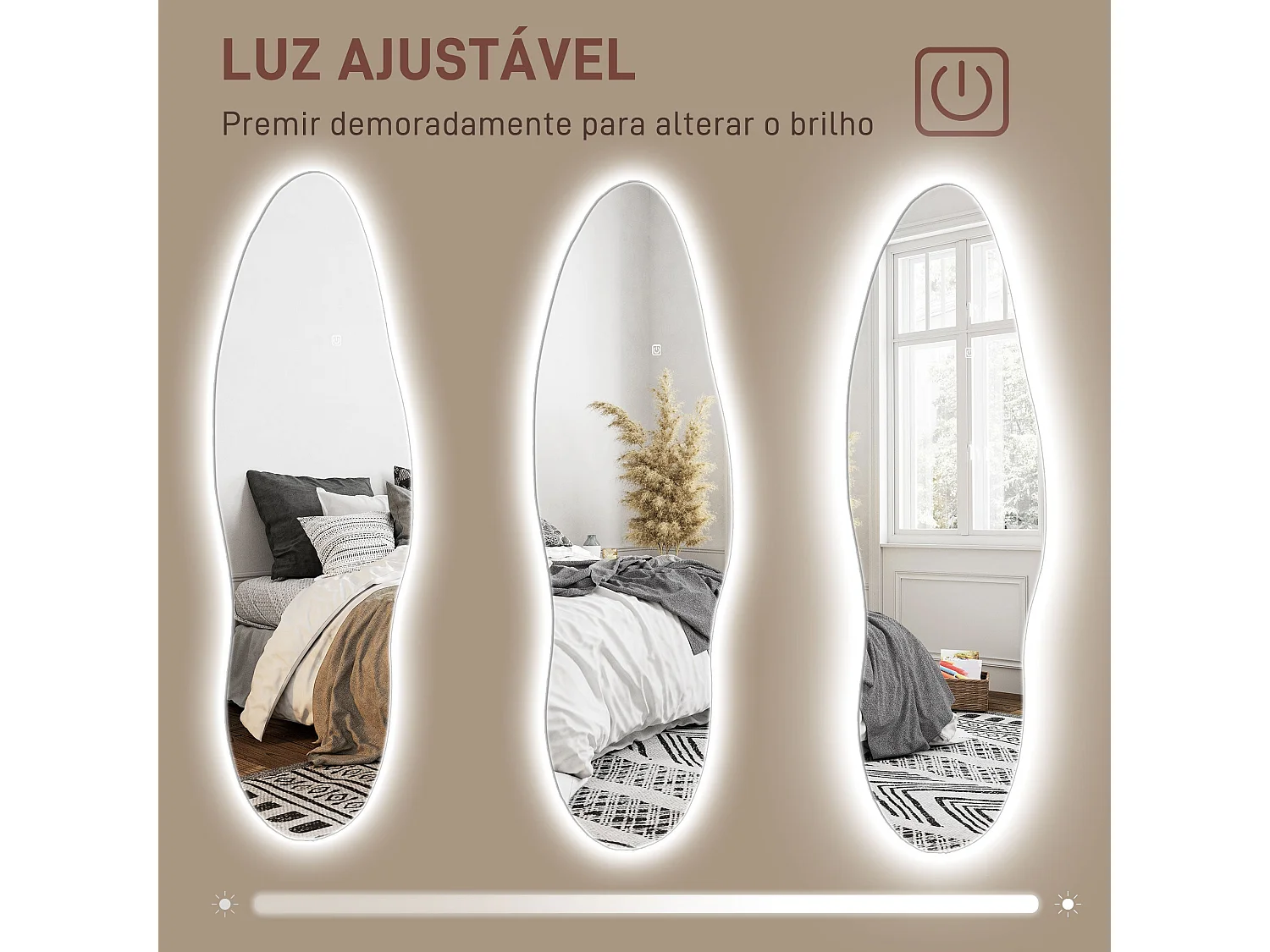 Espejo Tempo Homcom con luz LED transparente 120x40x3 cm