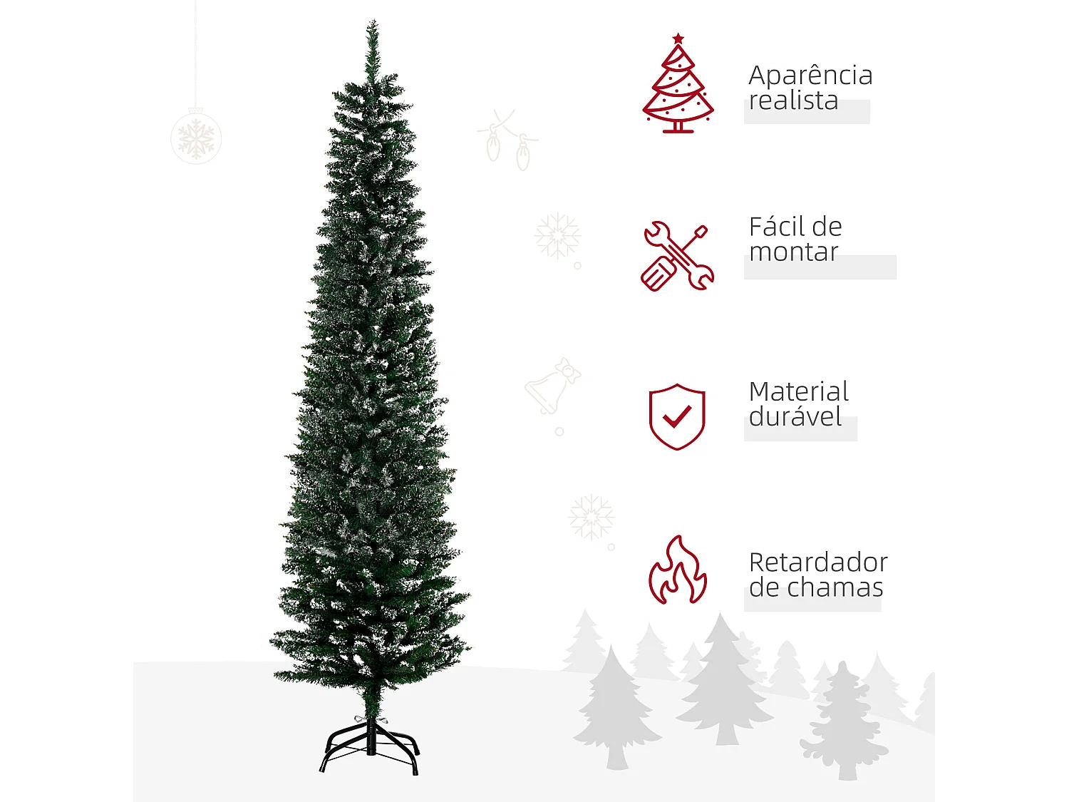 Árbol de Navidad Homcom 570 ramas efecto nieve verde Ø50x190 cm