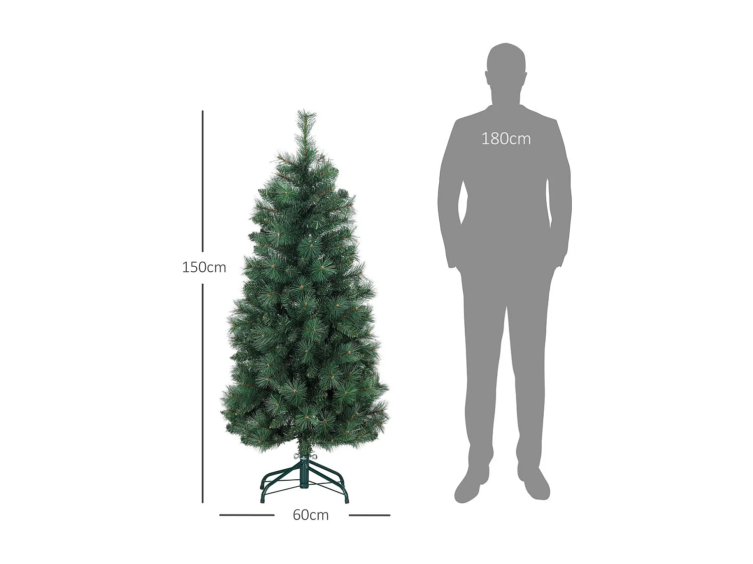 Árbol de Navidad Homcom 354 ramas verde Ø60x150 cm