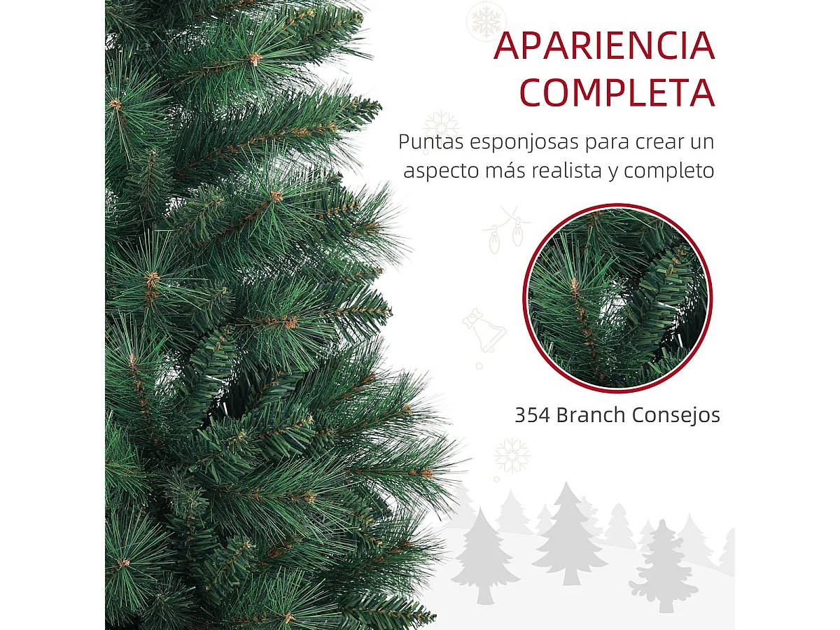 Árbol de Navidad Homcom 354 ramas verde Ø60x150 cm
