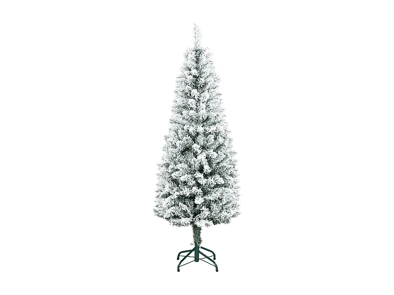 Árbol de Navidad Homcom 317 ramas efecto nevado verde Ø55x150 cm