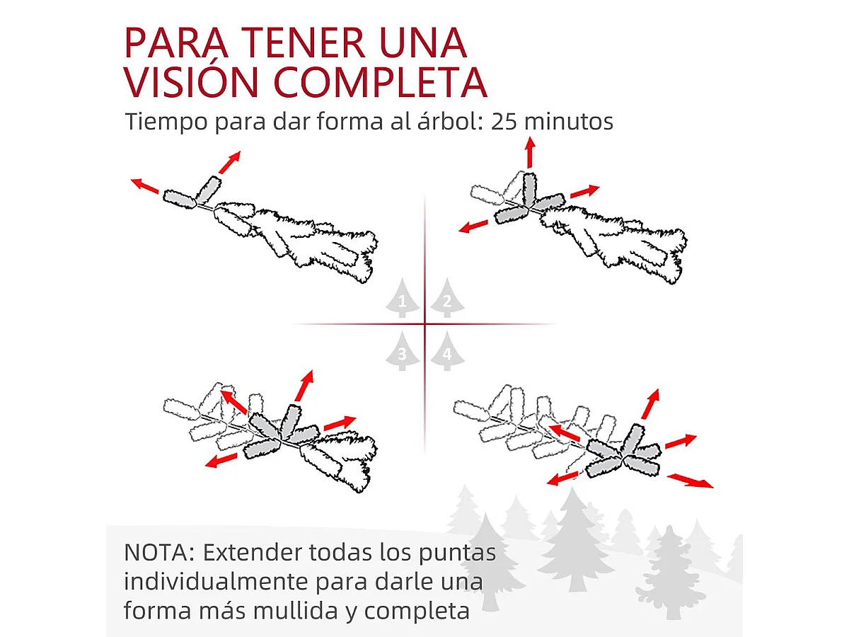 Árbol de Navidad Homcom 317 ramas efecto nevado verde Ø55x150 cm