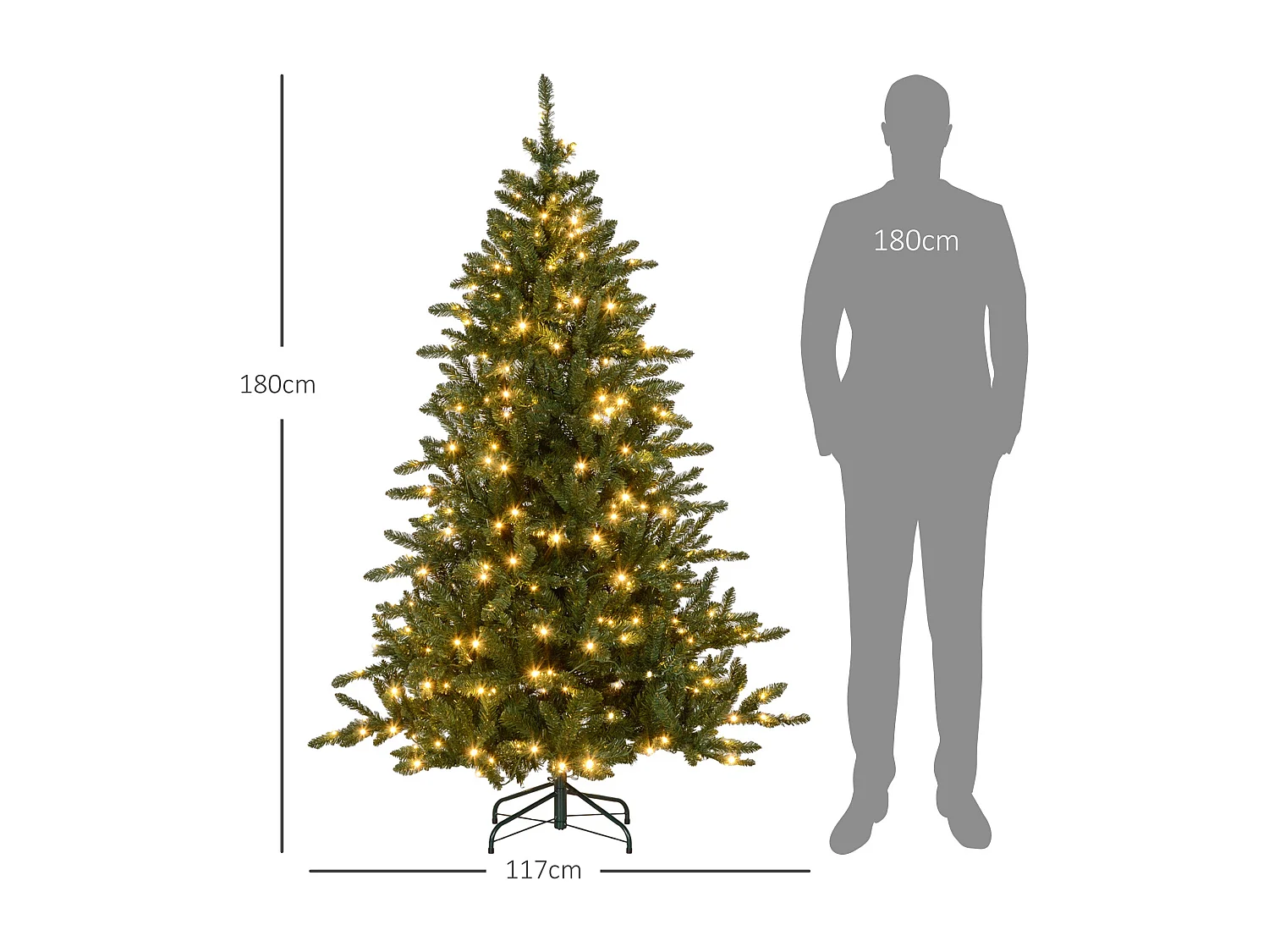 Árbol de Navidad Homcom con 310 luces LED verde 180 cm