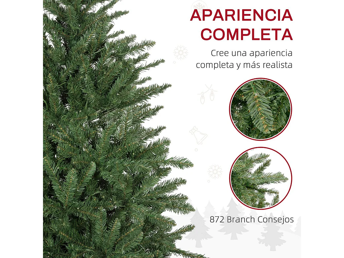 Árvore de Natal Artificial Verde 180 cm com Luzes LED e Suporte Metal