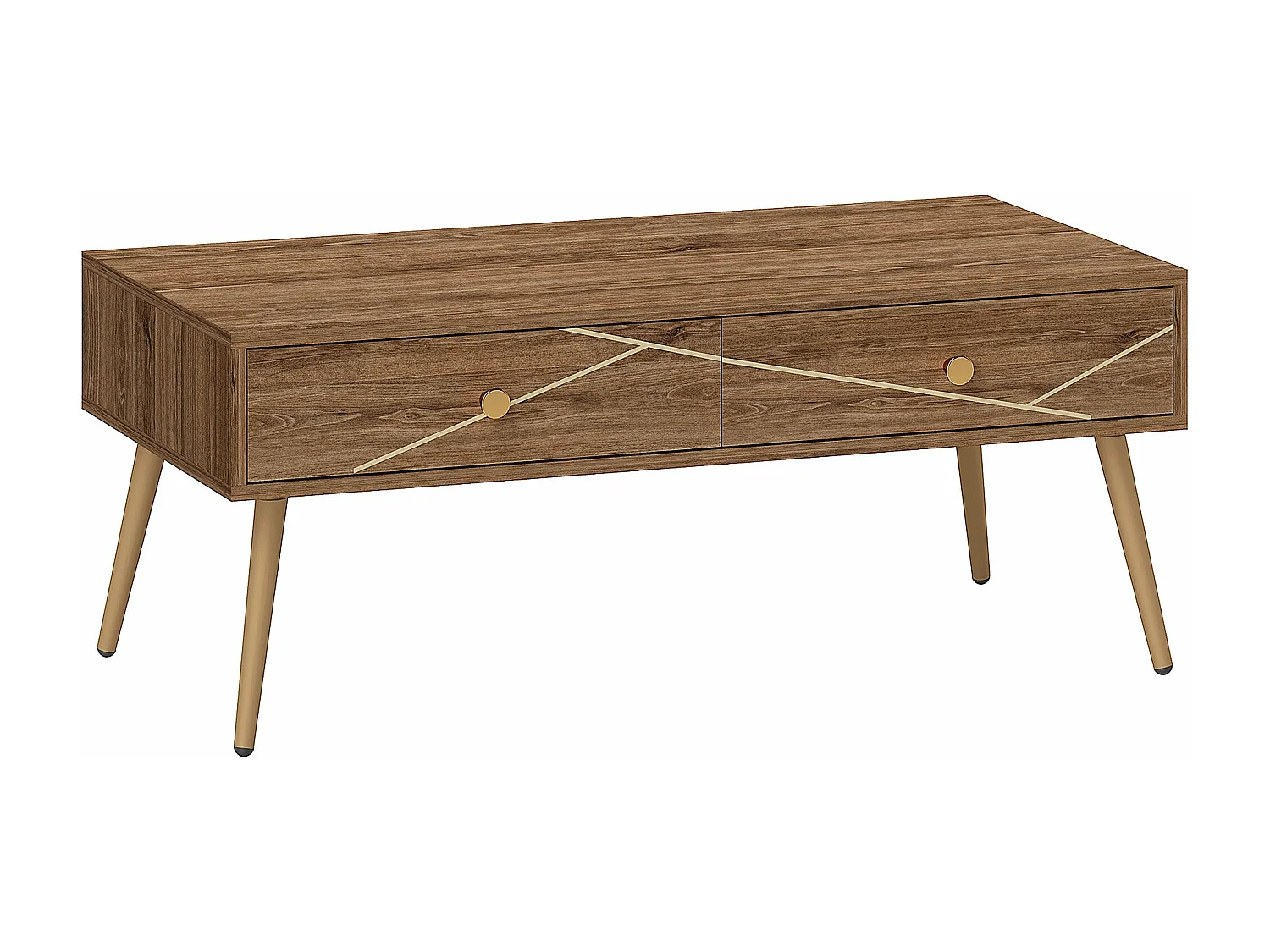 Mesa de Centro Moderna com 2 Gavetas e Estrutura de Aço - Ideal para Sala de Estar e Dormitório