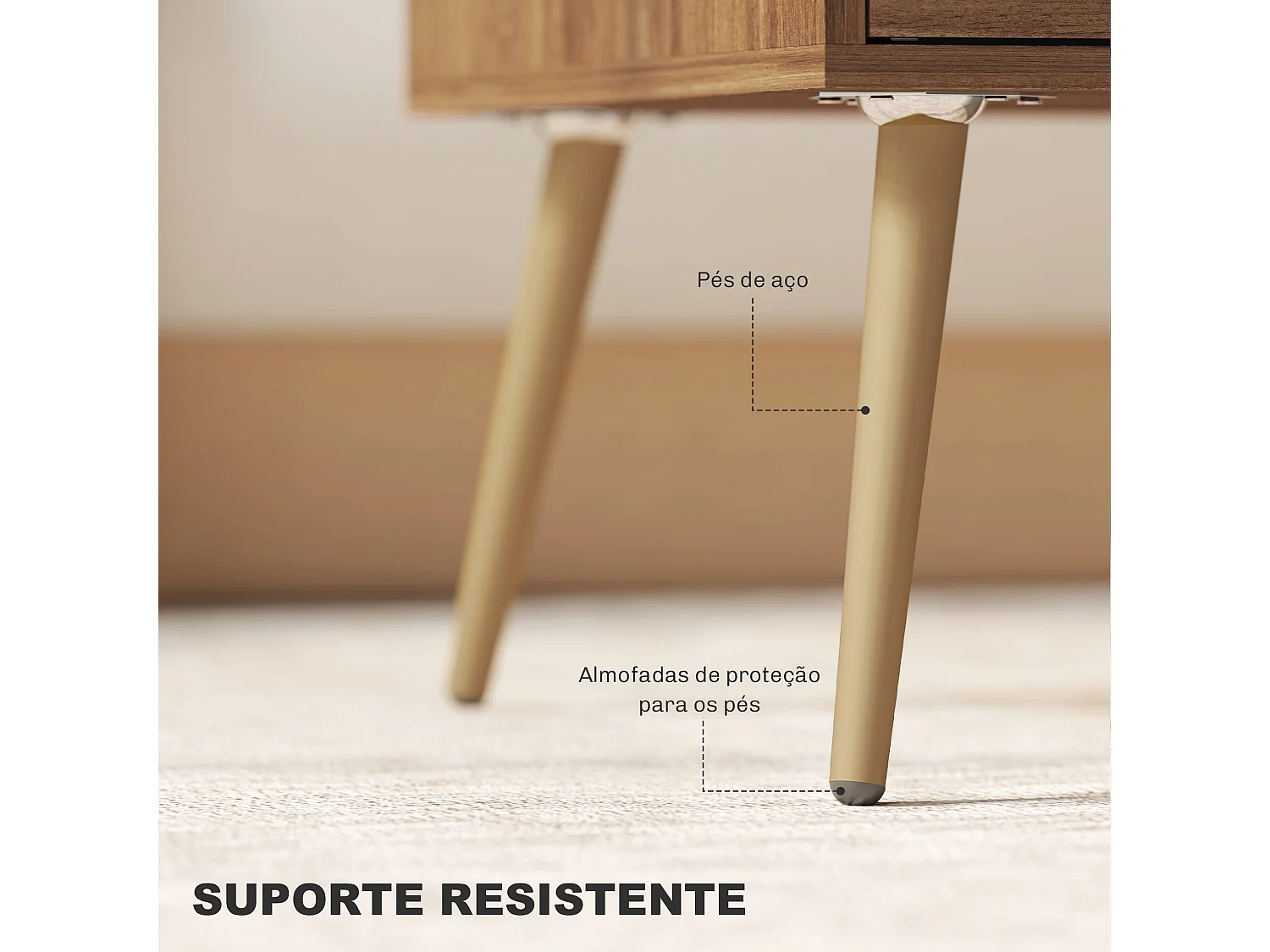 Mesa de Centro Moderna com 2 Gavetas e Estrutura de Aço - Ideal para Sala de Estar e Dormitório