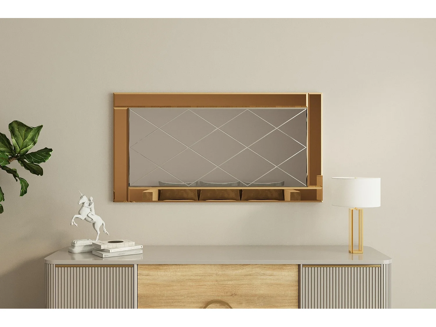 Espelho Moderno Pierre E1 em Bronze e Branco - 60x120cm - Elegância Sustentável para Sua Casa
