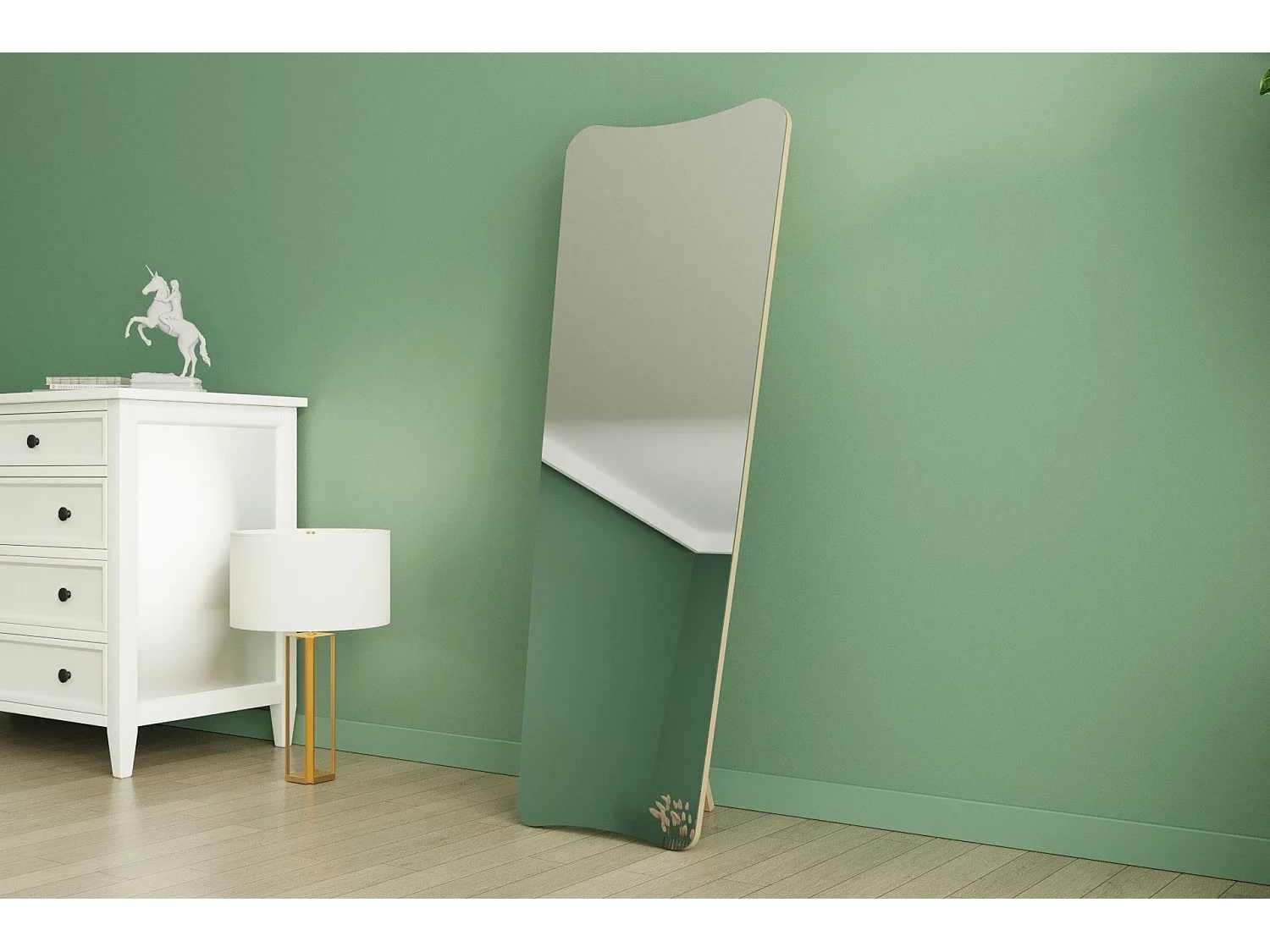 Espelho Ecológico Flotal-e - 55 x 150 x 2,2 cm - Branco Areia - Elegância Moderna para Sua Casa