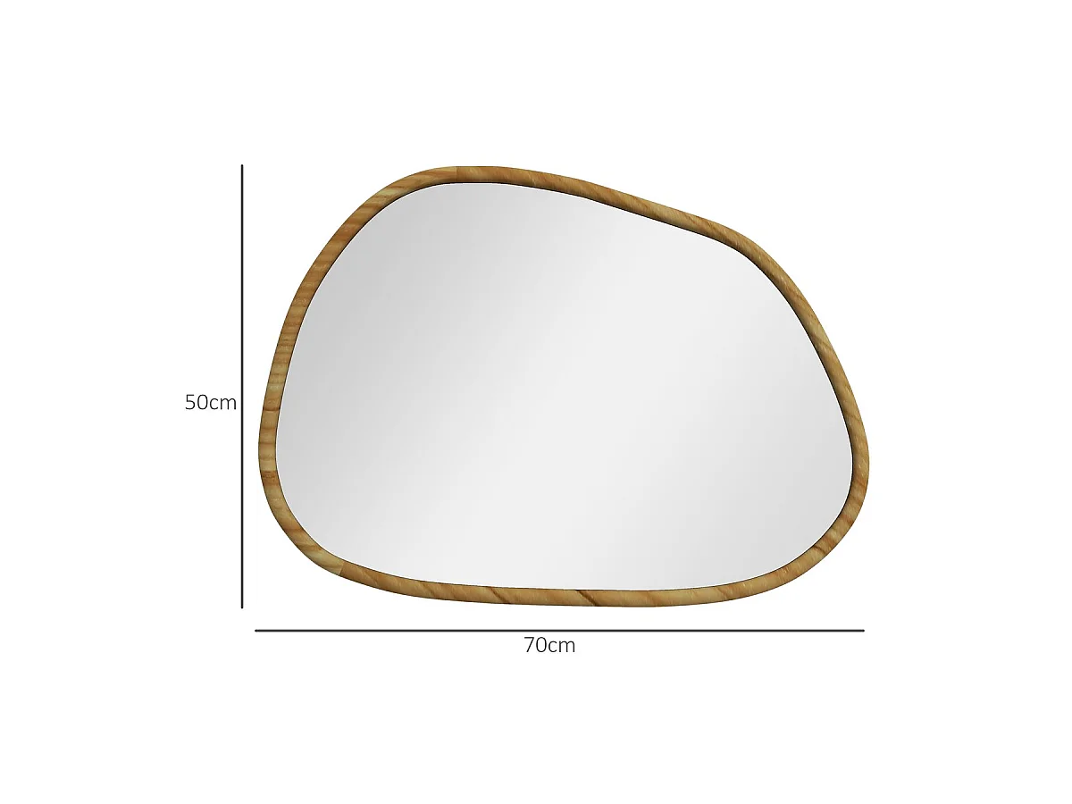 Espejo Kendra Homcom forma irregular marco madera natural 50x70x2,1 cm