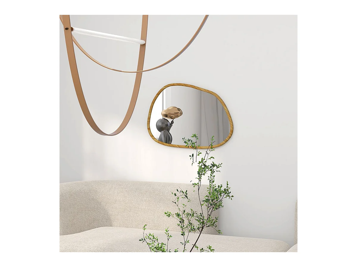 Espejo Kendra Homcom forma irregular marco madera natural 50x70x2,1 cm