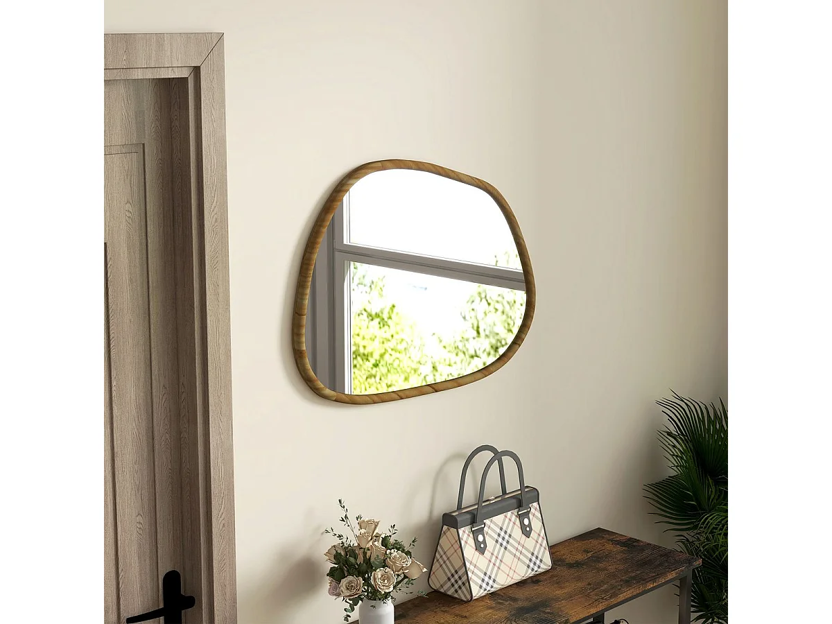 Espejo Kendra Homcom forma irregular marco madera natural 50x70x2,1 cm