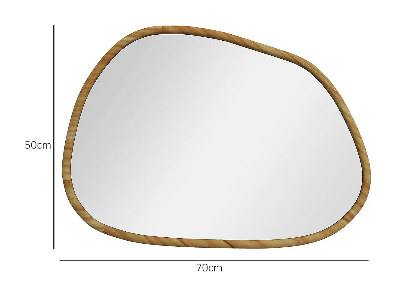 Espejo Kendra Homcom forma irregular marco madera natural 50x70x2,1 cm