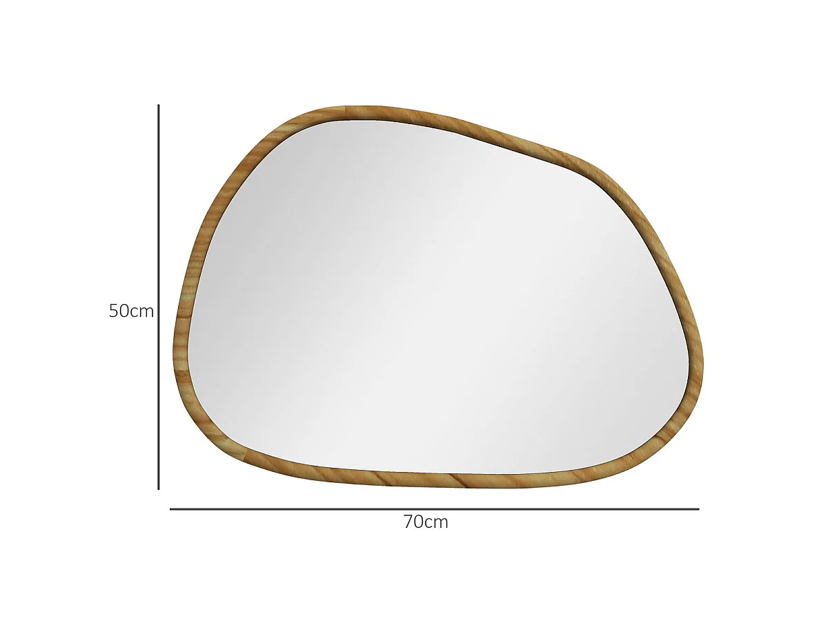 Espejo Kendra Homcom forma irregular marco madera natural 50x70x2,1 cm