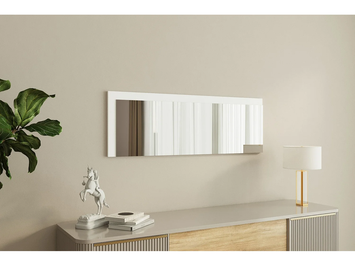 Espelho Moderno Lariya - 40x120 cm - Branco Ecológico e Elegante