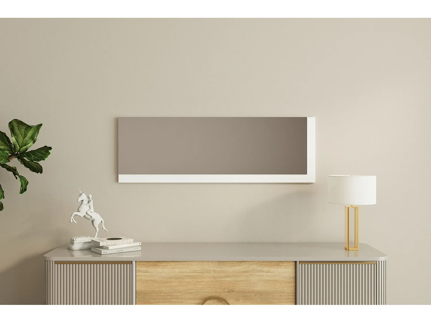 Espelho Moderno Lariya - 40x120 cm - Branco Ecológico e Elegante