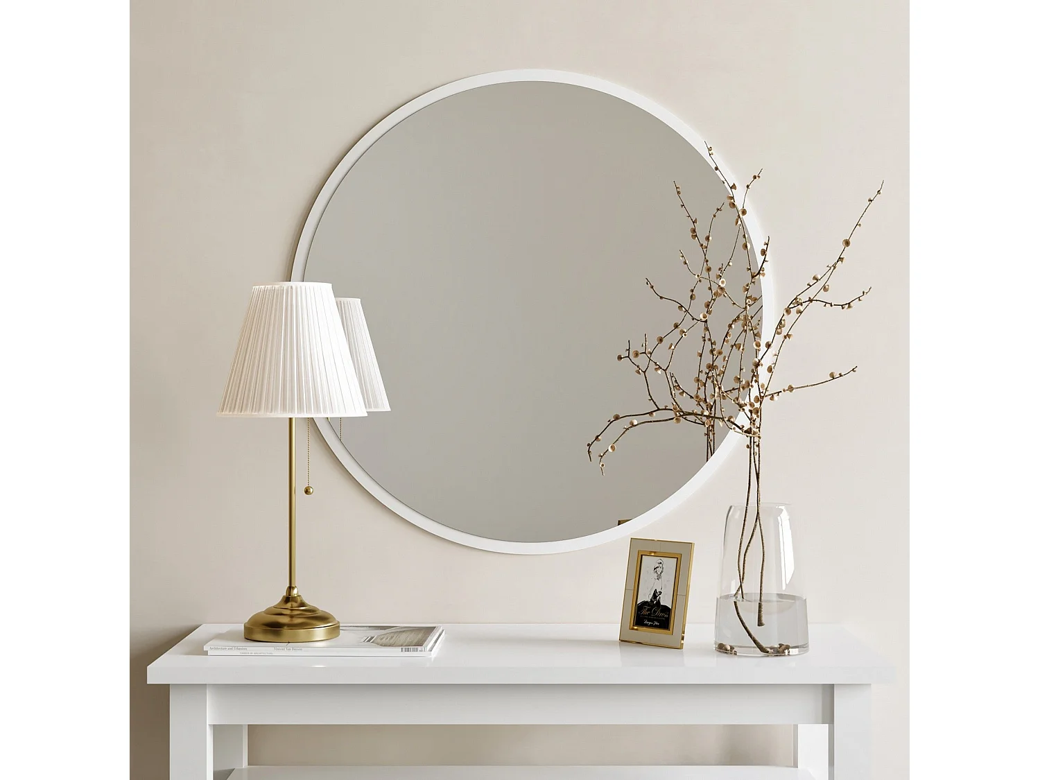 Miroir décoratif Adriata D60cm Bois Blanc