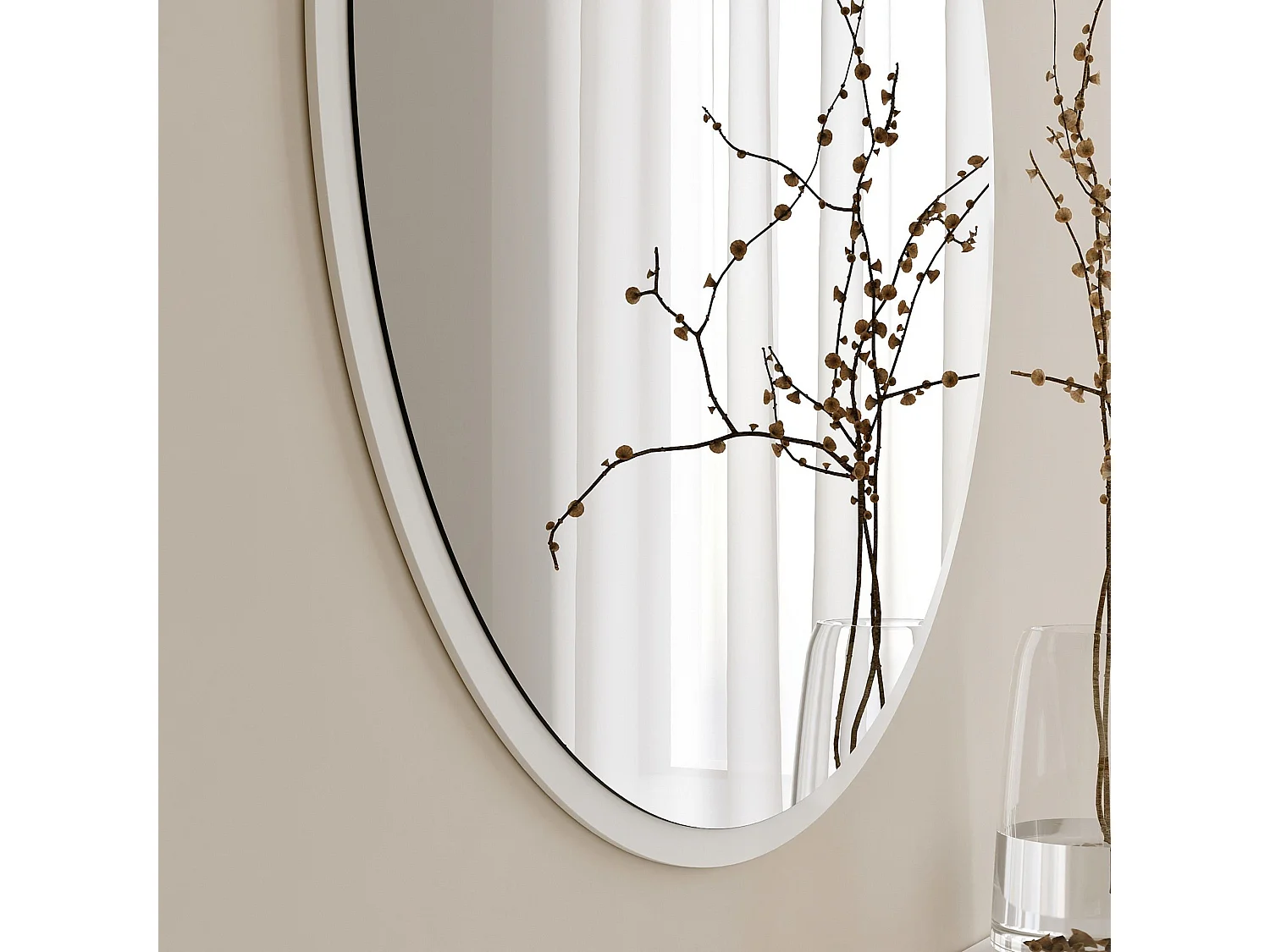 Miroir décoratif Adriata D60cm Bois Blanc
