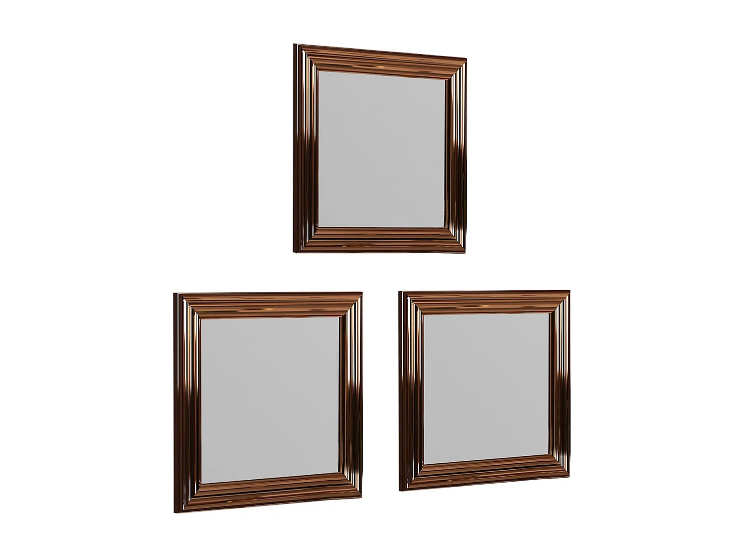 Conjunto de Espelhos Moderno 'Balle' em Bronze - 3 Peças 40x40x3cm