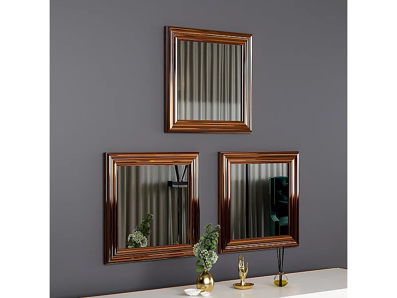 Conjunto de Espelhos Moderno 'Balle' em Bronze - 3 Peças 40x40x3cm