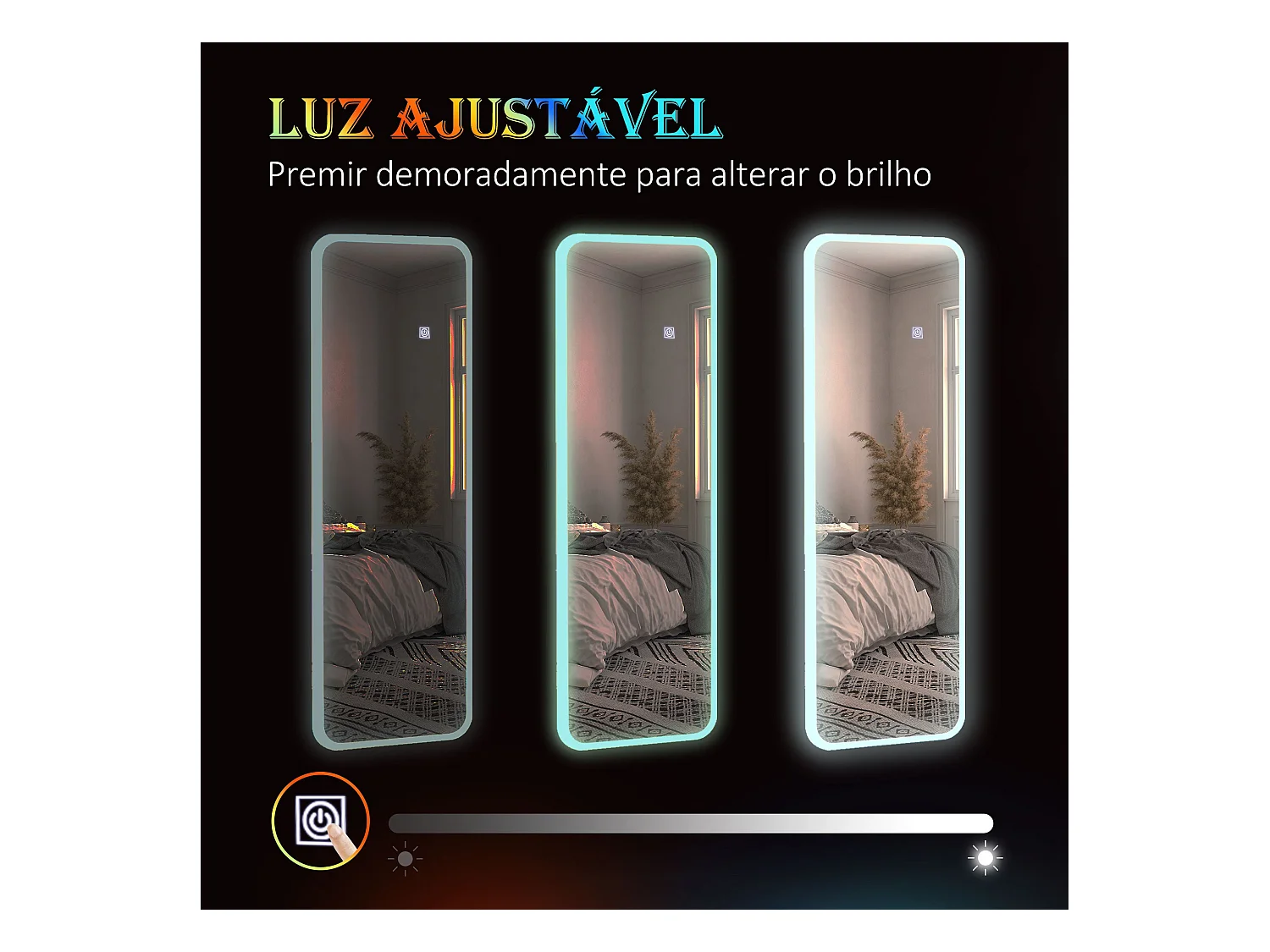 Espejo Defford Homcom luces LED 7 colores RGB 120x40 cm