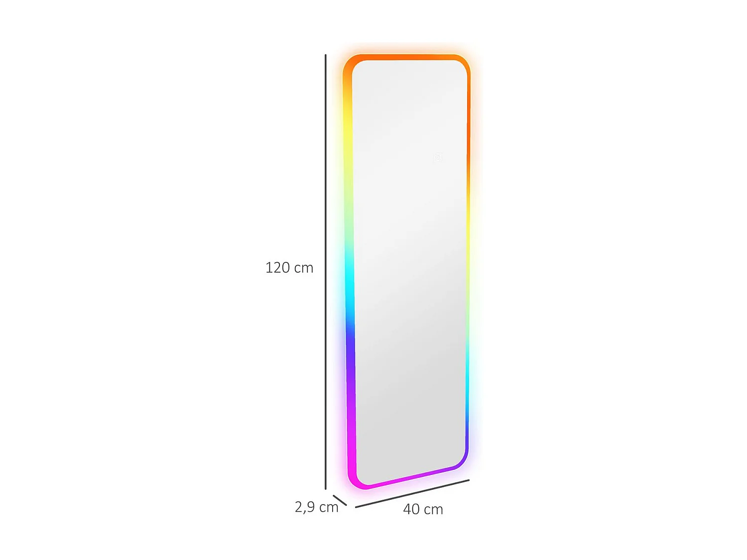 Espelho de Corpo Inteiro com Luzes LED Ajustáveis e Memória RGB - 120x40 cm - Prata Uppsala