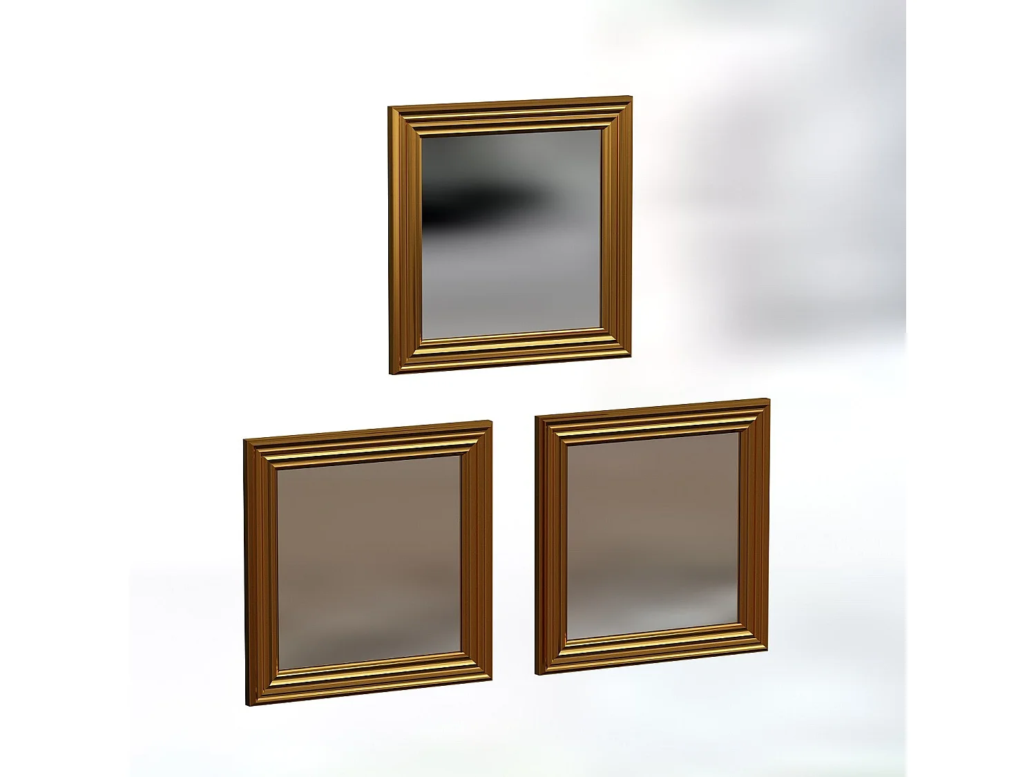 Conjunto de Espelhos Dourados 'Balle' - 3 Peças - Design Moderno 40x40x3cm