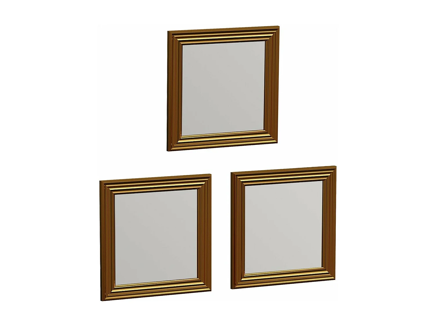 Conjunto de Espelhos Dourados 'Balle' - 3 Peças - Design Moderno 40x40x3cm